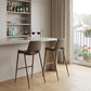 Set of Two 30" Brown Faux Leather And Steel Low Back Bar Height Bar Chairs