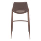 Set of Two 30" Brown Faux Leather And Steel Low Back Bar Height Bar Chairs