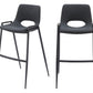 Set of Two 30" Black Faux Leather And Steel Low Back Bar Height Bar Chairs