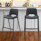 Set of Two 30" Black Faux Leather And Steel Low Back Bar Height Bar Chairs