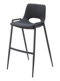Set of Two 30" Black Faux Leather And Steel Low Back Bar Height Bar Chairs
