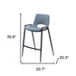 Set of Two 26" Blue And Black Faux Leather And Steel Low Back Counter Height Bar Chairs