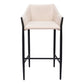 30" Beige And Black Fabric And Steel Bar Height Bar Chair