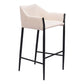 30" Beige And Black Fabric And Steel Bar Height Bar Chair