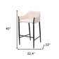 30" Beige And Black Fabric And Steel Bar Height Bar Chair
