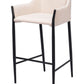 30" Beige And Black Fabric And Steel Bar Height Bar Chair