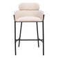 30" Beige And Black Fabric And Steel Bar Height Bar Chair