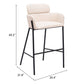 30" Beige And Black Fabric And Steel Bar Height Bar Chair