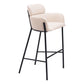 30" Beige And Black Fabric And Steel Bar Height Bar Chair