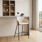 30" Beige And Black Fabric And Steel Bar Height Bar Chair
