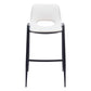 Set of Two 30" White and Black Faux Leather and Steel Low Back Bar Height Bar Chairs