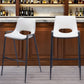 Set of Two 30" White and Black Faux Leather and Steel Low Back Bar Height Bar Chairs