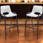 Set of Two 30" White and Black Faux Leather and Steel Low Back Bar Height Bar Chairs