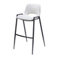 Set of Two 30" White and Black Faux Leather and Steel Low Back Bar Height Bar Chairs