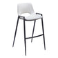 Set of Two 30" White and Black Faux Leather and Steel Low Back Bar Height Bar Chairs