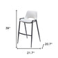 Set of Two 30" White and Black Faux Leather and Steel Low Back Bar Height Bar Chairs