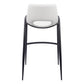 Set of Two 30" White and Black Faux Leather and Steel Low Back Bar Height Bar Chairs