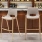 Set of Two 30" Beige And Gold Faux Leather And Steel Low Back Bar Height Bar Chairs