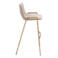 Set of Two 30" Beige And Gold Faux Leather And Steel Low Back Bar Height Bar Chairs