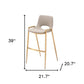 Set of Two 30" Beige And Gold Faux Leather And Steel Low Back Bar Height Bar Chairs