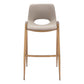 Set of Two 30" Beige And Gold Faux Leather And Steel Low Back Bar Height Bar Chairs