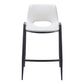 Set of Two 26" White and Black Faux Leather and Steel Low Back Counter Height Bar Chairs