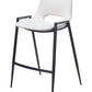 Set of Two 26" White and Black Faux Leather and Steel Low Back Counter Height Bar Chairs