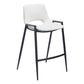 Set of Two 26" White and Black Faux Leather and Steel Low Back Counter Height Bar Chairs