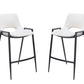 Set of Two 26" White and Black Faux Leather and Steel Low Back Counter Height Bar Chairs
