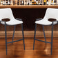 Set of Two 26" White and Black Faux Leather and Steel Low Back Counter Height Bar Chairs