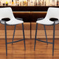 Set of Two 26" White and Black Faux Leather and Steel Low Back Counter Height Bar Chairs