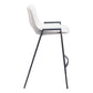 Set of Two 26" White and Black Faux Leather and Steel Low Back Counter Height Bar Chairs