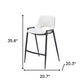 Set of Two 26" White and Black Faux Leather and Steel Low Back Counter Height Bar Chairs