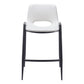 Set of Two 26" White and Black Faux Leather and Steel Low Back Counter Height Bar Chairs