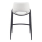 Set of Two 26" White and Black Faux Leather and Steel Low Back Counter Height Bar Chairs
