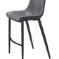 Set of Two 30" Dark Gray And Black Faux Leather And Steel Bar Height Bar Chairs