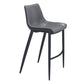 Set of Two 30" Dark Gray And Black Faux Leather And Steel Bar Height Bar Chairs