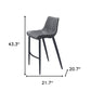 Set of Two 30" Dark Gray And Black Faux Leather And Steel Bar Height Bar Chairs