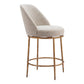 24" Beige and Gold Fabric and Steel Counter Height Swivel Bar Chair