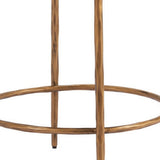 24" Beige and Gold Fabric and Steel Counter Height Swivel Bar Chair