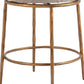 24" Beige and Gold Fabric and Steel Counter Height Swivel Bar Chair