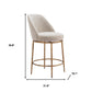 24" Beige and Gold Fabric and Steel Counter Height Swivel Bar Chair