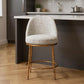 24" Beige and Gold Fabric and Steel Counter Height Swivel Bar Chair