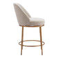 24" Beige and Gold Fabric and Steel Counter Height Swivel Bar Chair