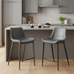Set of Two 26" Dark Gray And Black Faux Leather And Steel Counter Height Bar Chairs