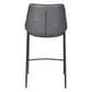 Set of Two 26" Dark Gray And Black Faux Leather And Steel Counter Height Bar Chairs