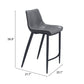 Set of Two 26" Dark Gray And Black Faux Leather And Steel Counter Height Bar Chairs