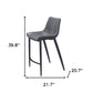 Set of Two 26" Dark Gray And Black Faux Leather And Steel Counter Height Bar Chairs