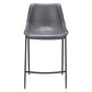 Set of Two 26" Dark Gray And Black Faux Leather And Steel Counter Height Bar Chairs