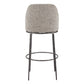32" Gray And Black Fabric And Steel Bar Height Swivel Bar Chair
